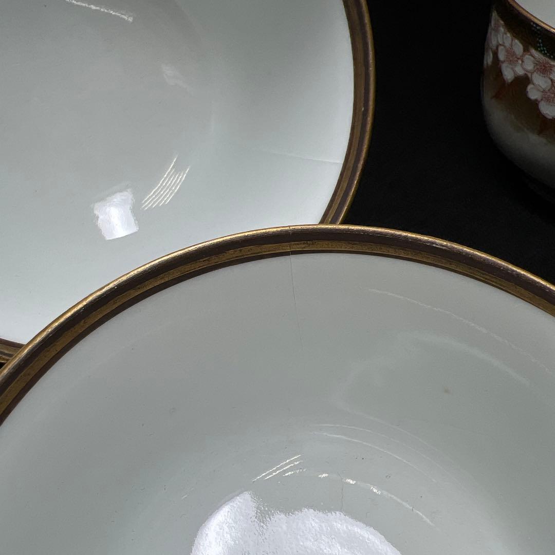 九谷　吉田製　極上手　茶托付蓋茶碗4客　東Y7-1203☆2F