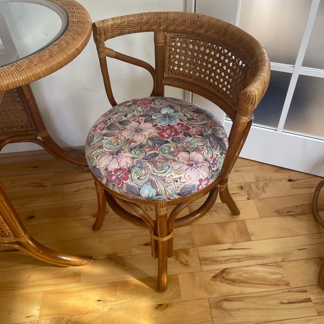 かけぼこラタン テーブル 籐 ダイニングテーブル ビンテージ アジア