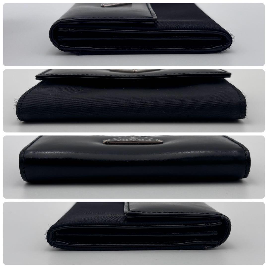 【美品】PRADA プラダ レザー×ナイロン 小銭入れ 財布 ブラック