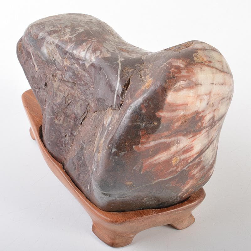 天然石　鑑賞石　菊花石　置物　重さ約1917g　唐木台付　C　R7334