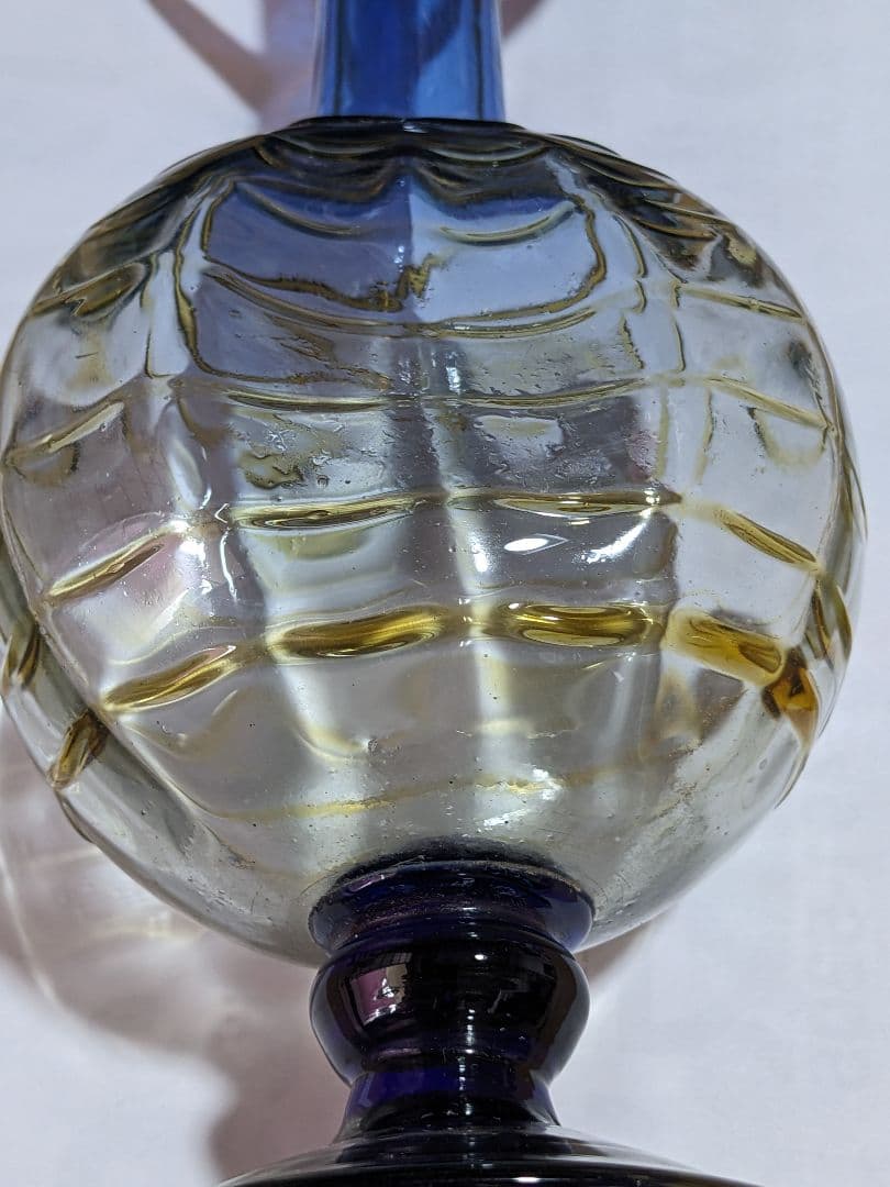 ♦西洋アンティーク 扁壺双耳 ガラス花瓶 アールヌーボー ？フランス 骨董品