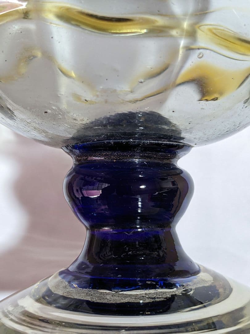 ♦西洋アンティーク 扁壺双耳 ガラス花瓶 アールヌーボー ？フランス 骨董品