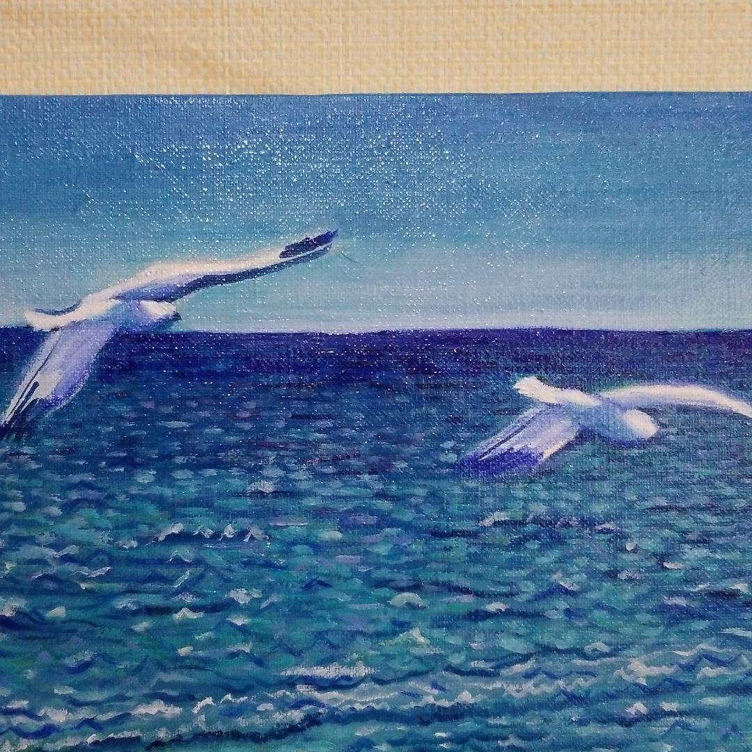油絵　専用確認　海とカモメ