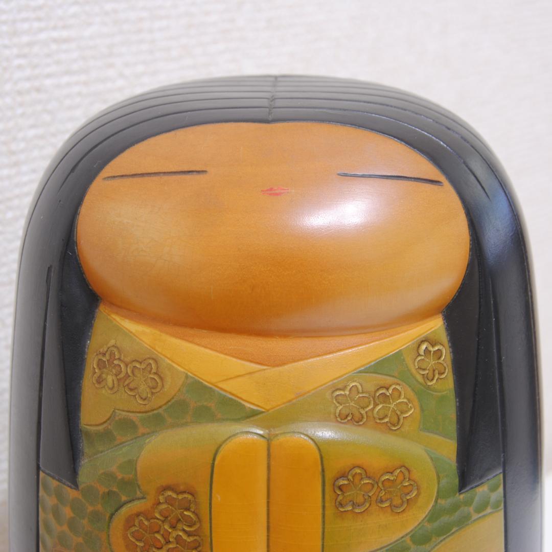 内閣総理大臣賞受賞作家 ★ 吉田多加志 創作こけし「伊勢」 高27㎝ 立札付