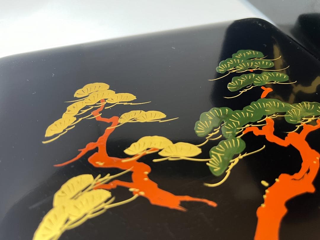 【未使用】　黒内洗朱　木製　目黒廣太謹製　三段重　重箱