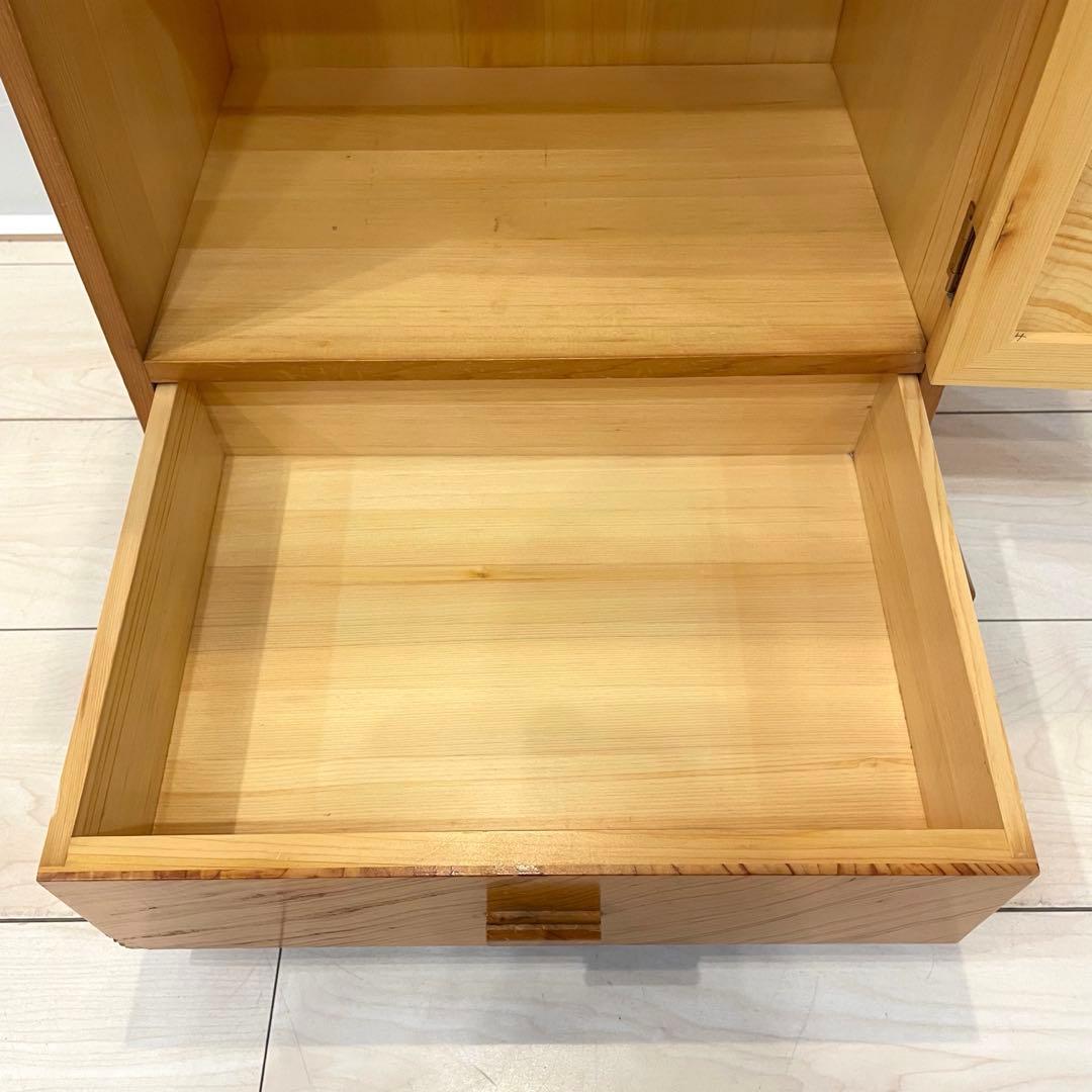 格子キャビネット 無垢材 神棚台 飾り棚 小物収納 和モダン 高級天然木