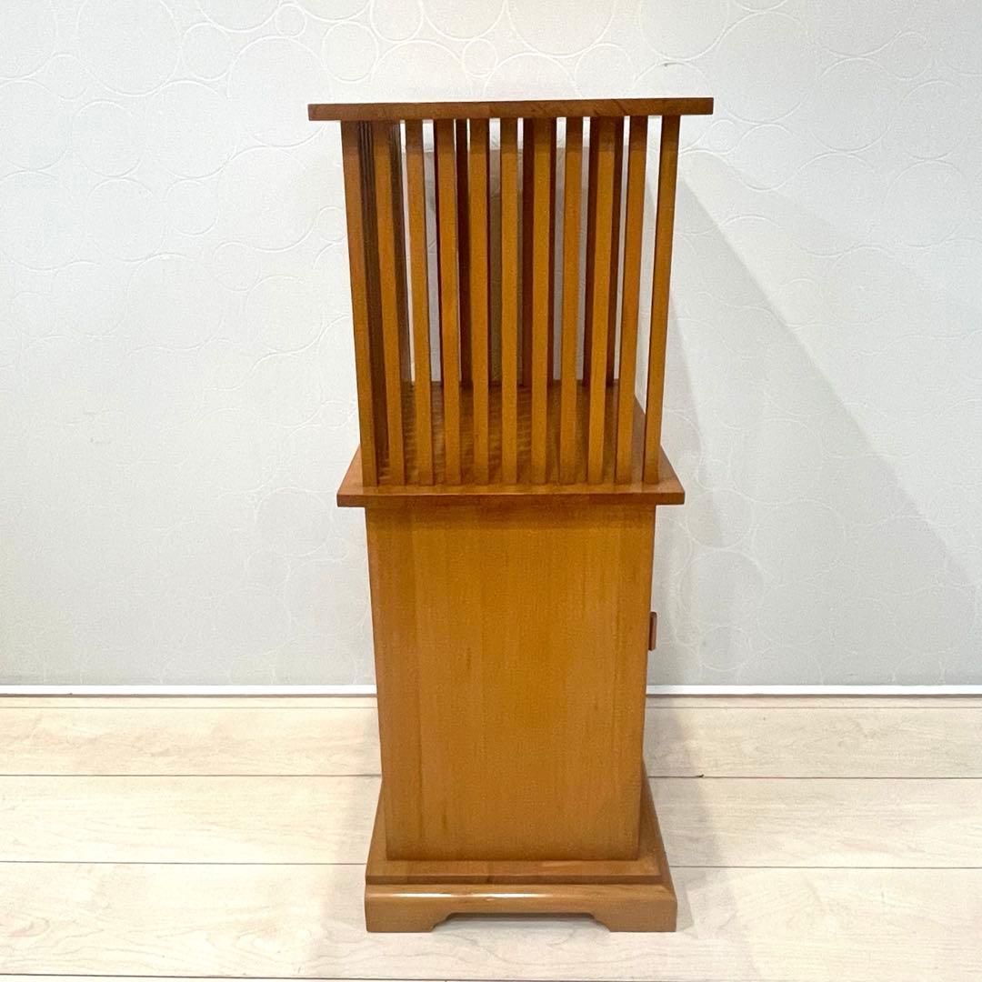 格子キャビネット 無垢材 神棚台 飾り棚 小物収納 和モダン 高級天然木