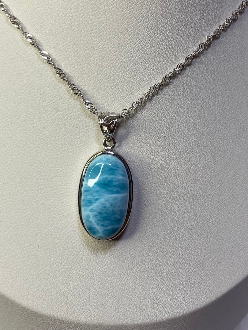 ラリマー　高品質　s925シルバー ペンダントトップ　ドミニカ共和国産