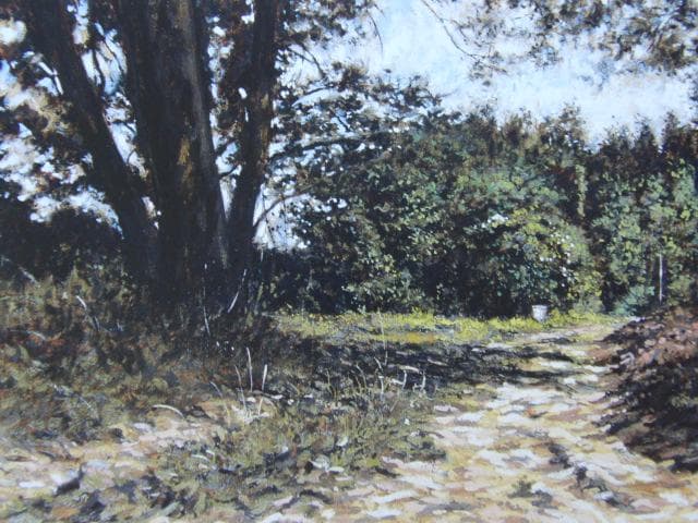 佐々木麦、【森への道】、希少な画集画、新品高級額・額装付