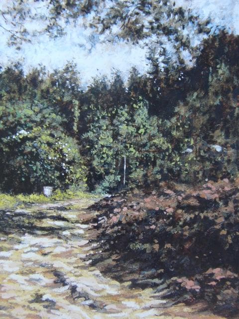 佐々木麦、【森への道】、希少な画集画、新品高級額・額装付