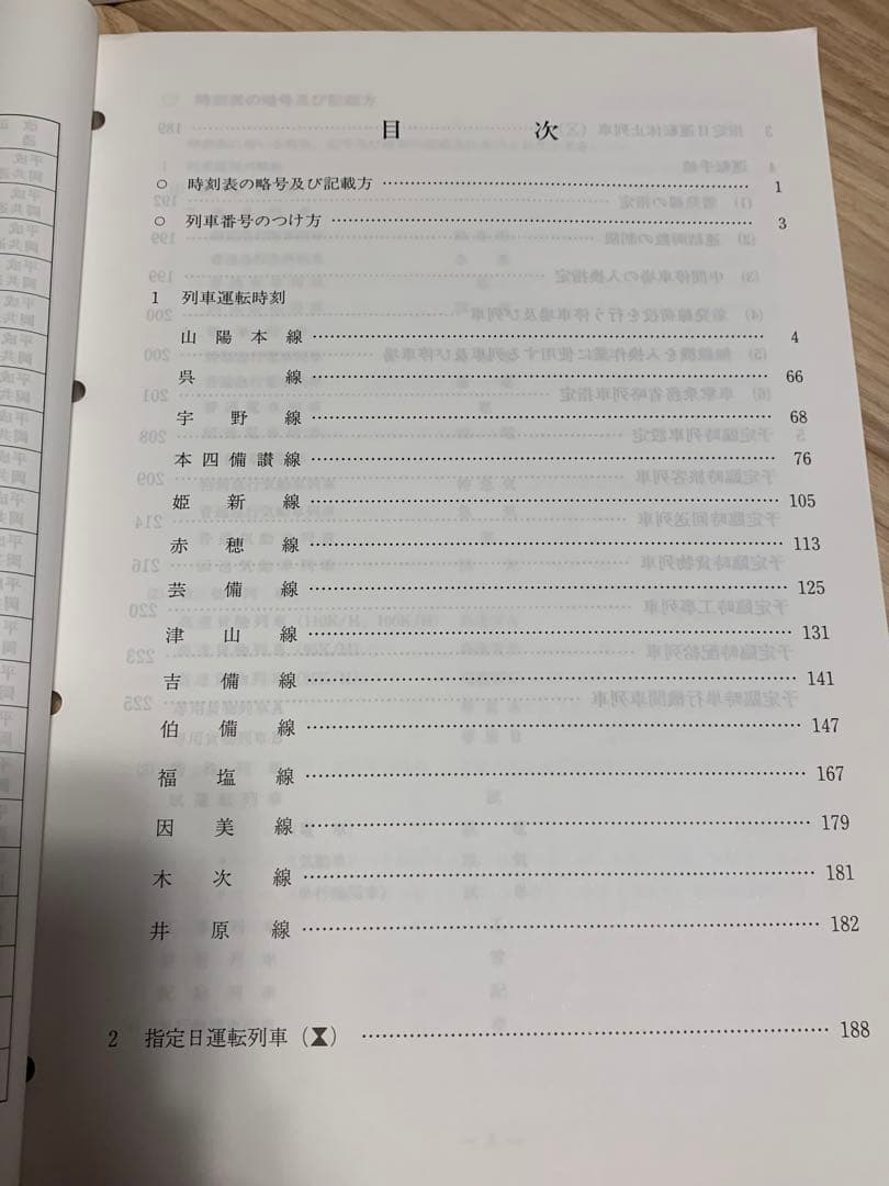 JR西日本岡山支社　列車運転時刻表(予定臨含む) 平成15年
