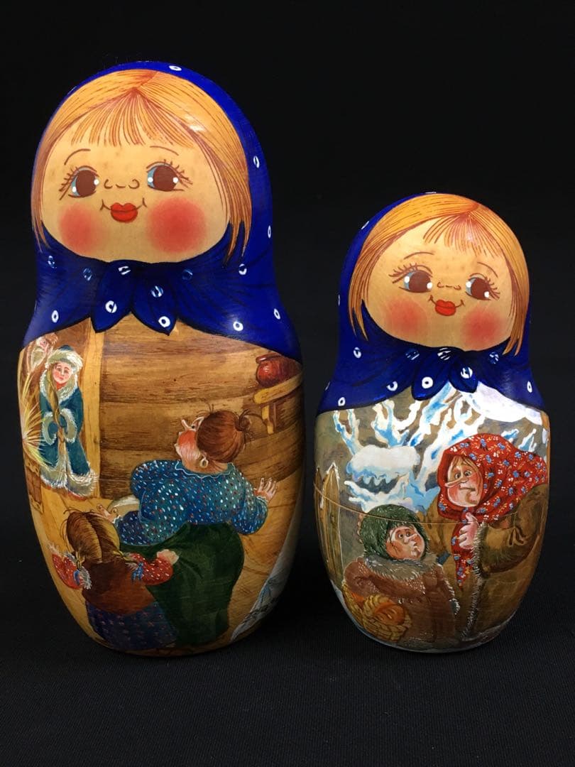 S307マトリョーシカ「モロスコ」7組 ジャンナ・ニコラエワ作 ロシア民芸