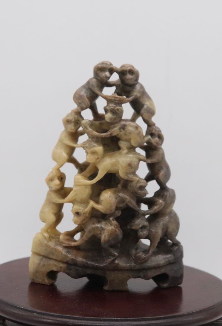 時代　寿山石彫　猿　置物　送料込み251011