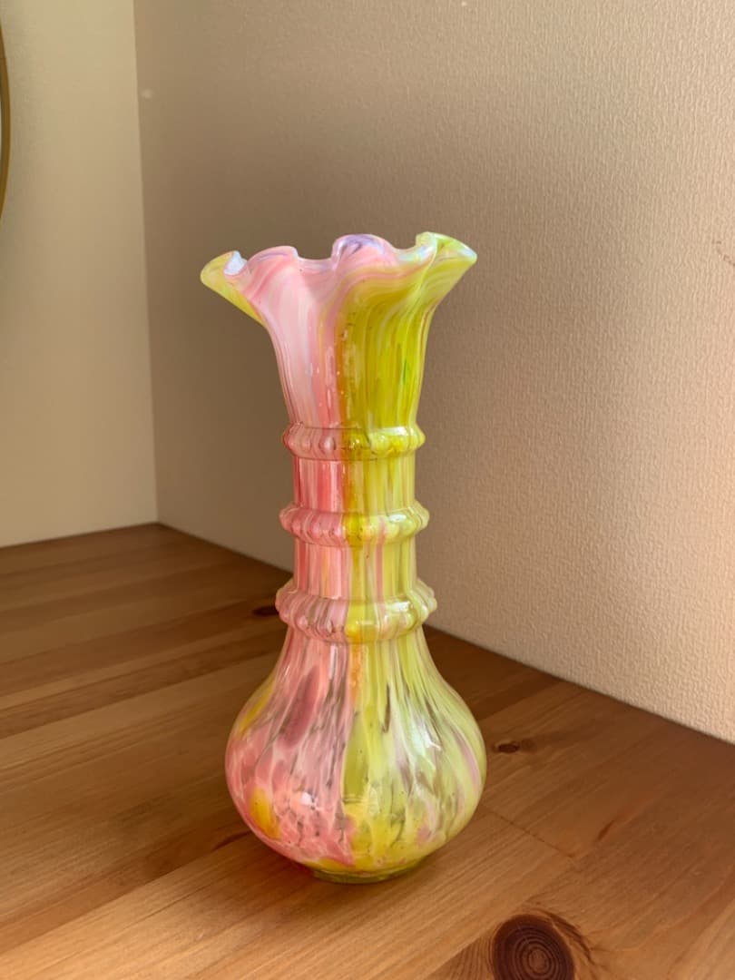 フランス製　吹きガラス花瓶
