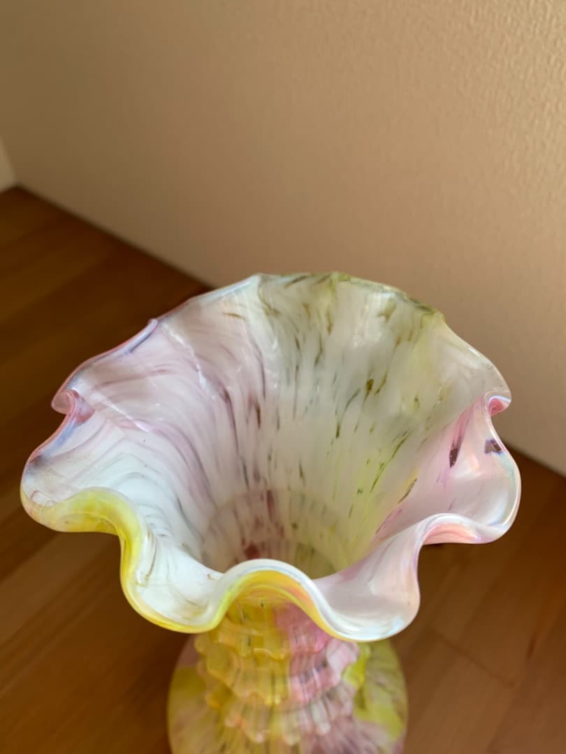 フランス製　吹きガラス花瓶