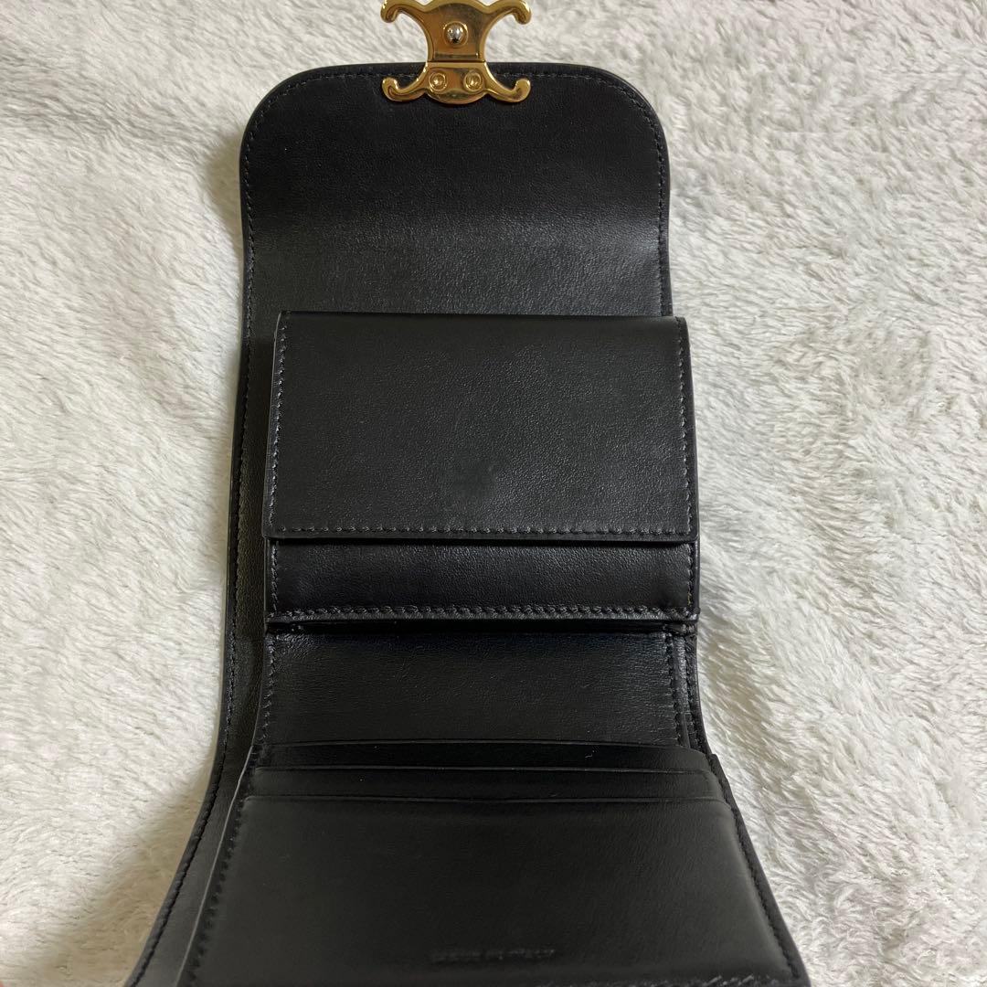 CELINE トリオンフ　三つ折り財布　ブラック