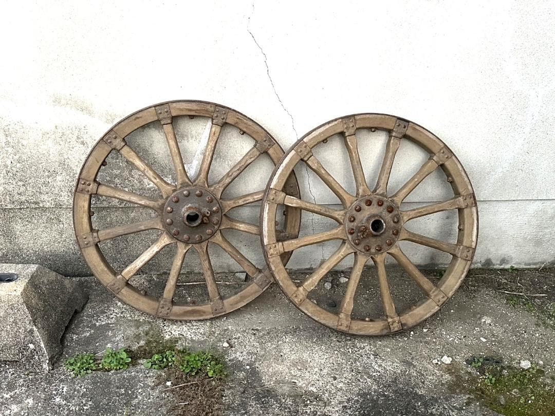 レア品 旧家 蔵出し 野戦砲 車輪 直径-約70cm 旧日本軍 大砲 骨董