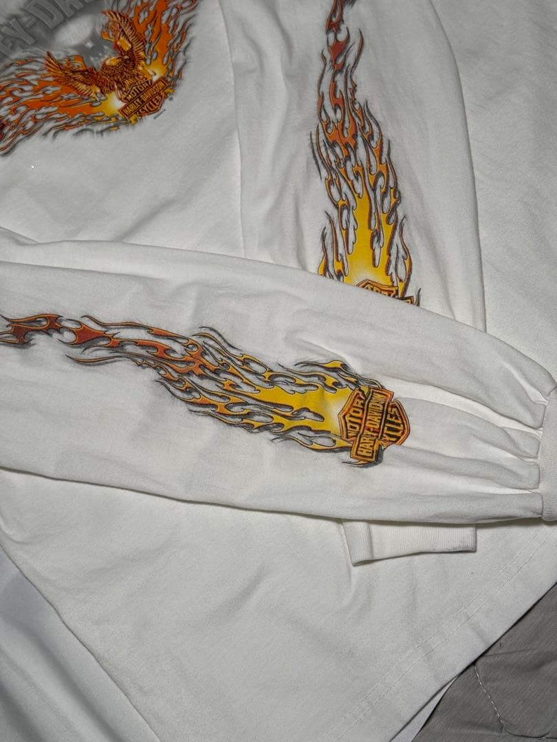 Harley-Davidson USA製 2002年 ホワイト 長袖Tシャツ