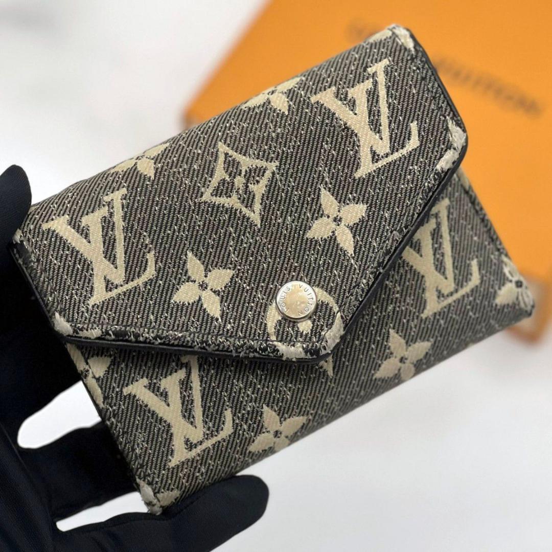 ルイヴィトン ジャガードデニム ヴィクトリーヌ コンパクトウォレット グレー