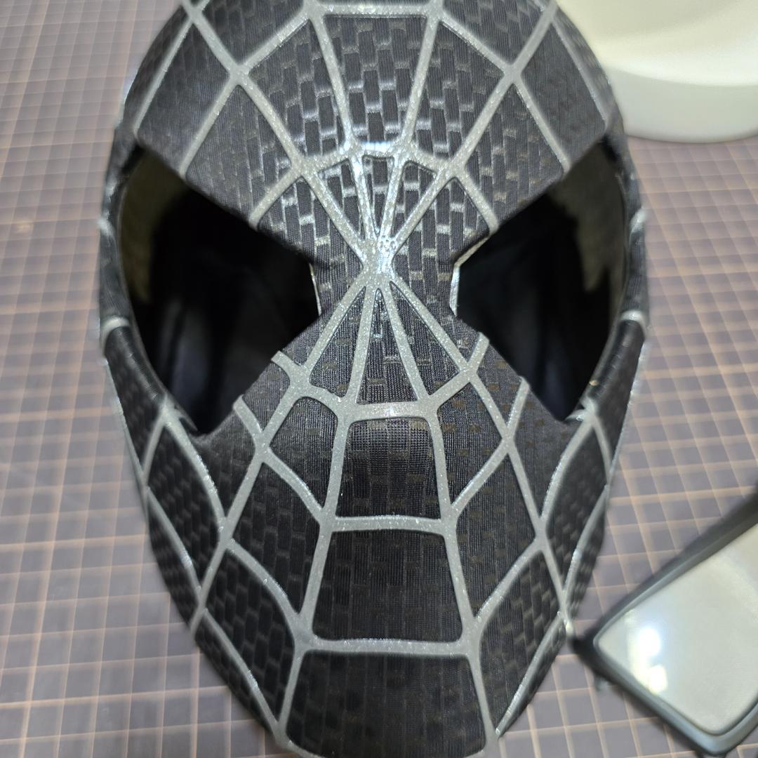 スパイダーマン　マスク　コスプレ　1/1サイズ　 3D シェルマスク　black