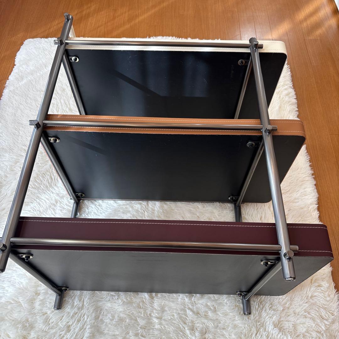海外輸入　3段 スクエアトレー 収納ラック　サイドテーブル　キャスター付きワゴン