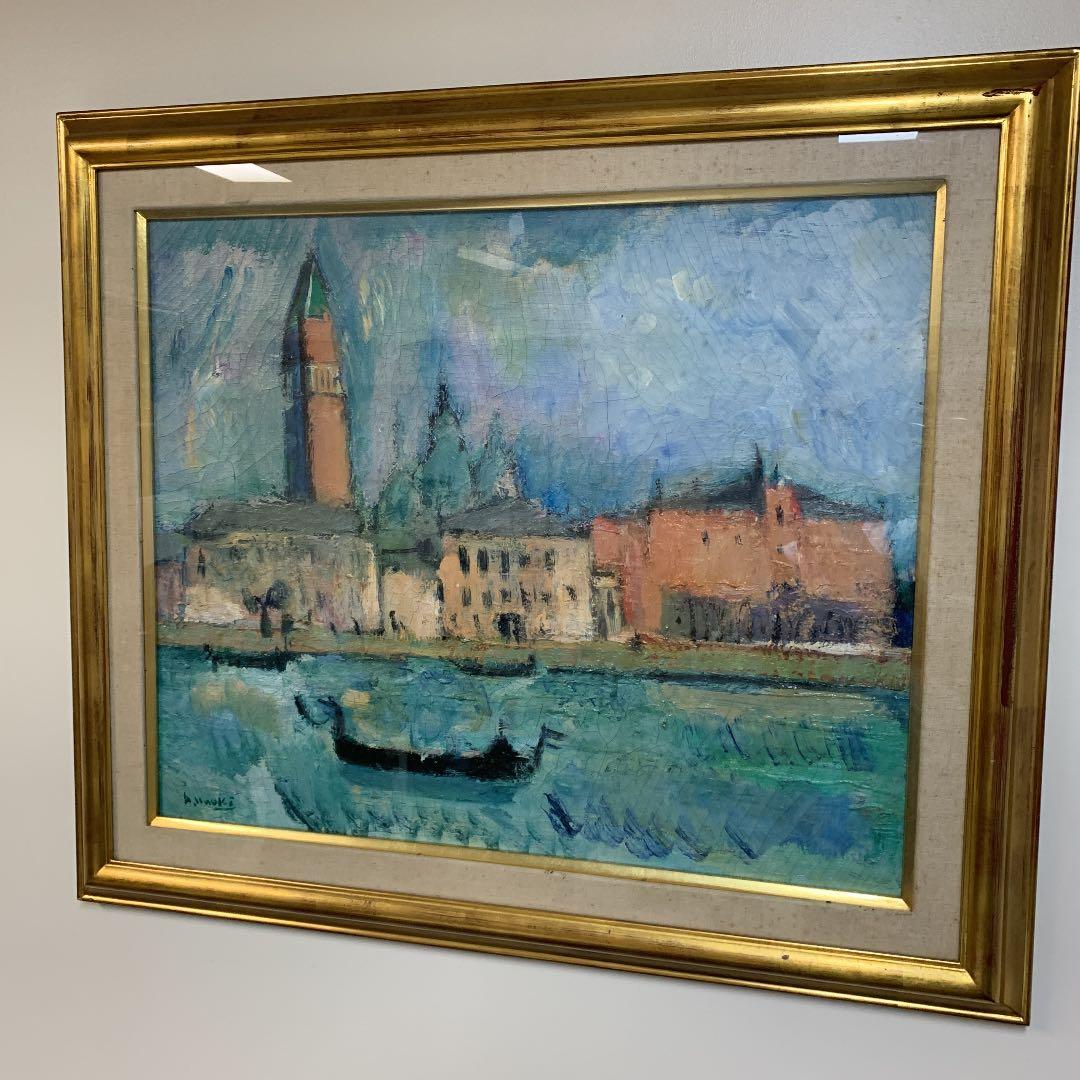 油絵　直木昭作　ベニス風景　1965