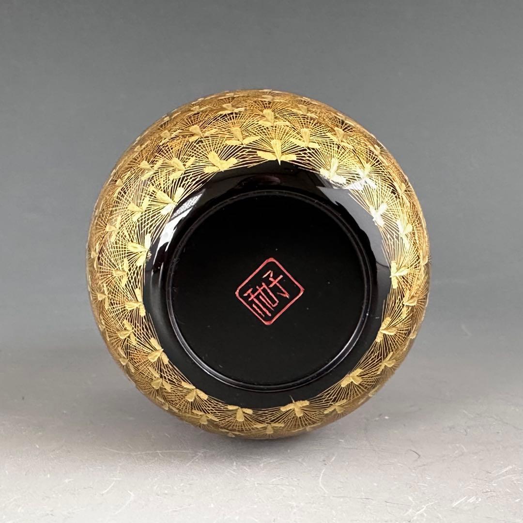 茶道具　輪島塗　沈金　松　中棗　谷内和子　共箱　石川県　漆芸　茶会　薄茶器　稽古