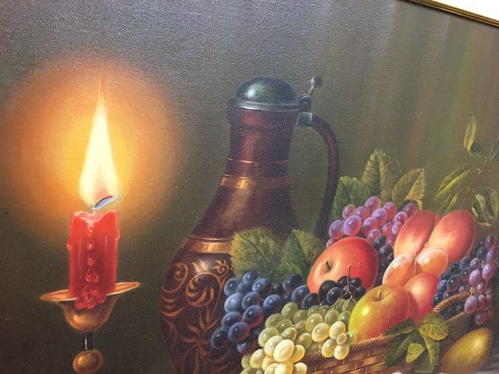 大型油絵直筆　木製高級額縁付きです