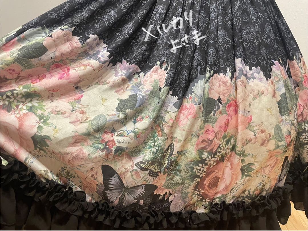 激レア！新品*Triple*fortune／モノトーンローズスカート*黒