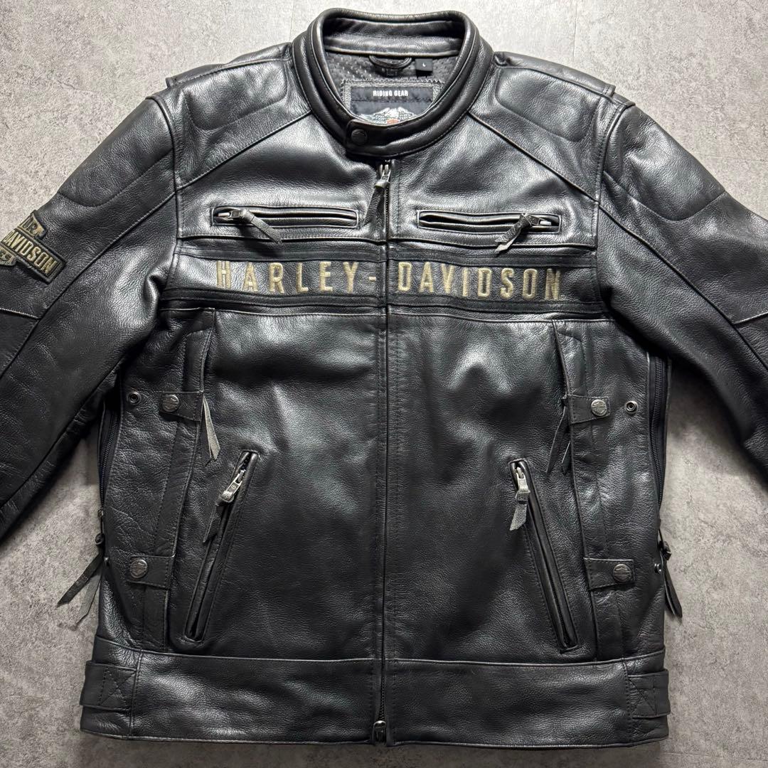 【希少品】harley-davidson L ライダースジャケット　牛革　黒
