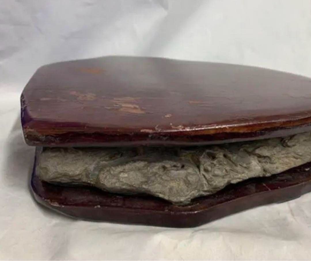 中国・書道具/名石 清時代文房四宝端渓硯/魚脳凍・天青色、赤紫色咽脂暈Y106