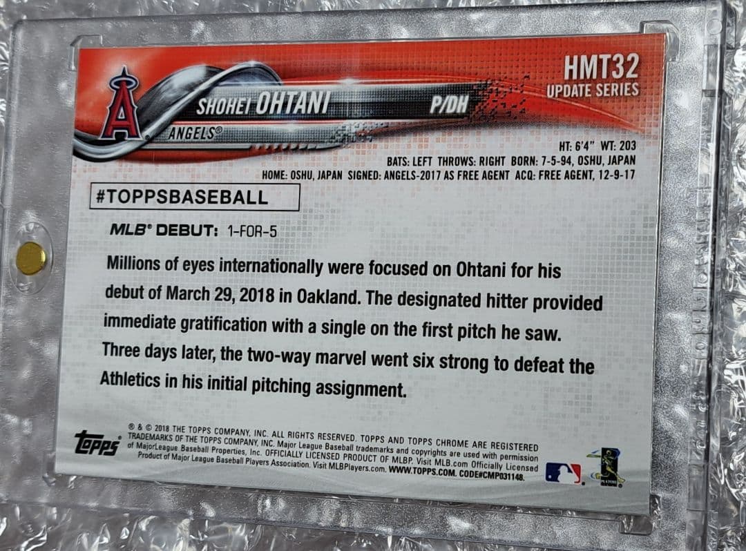 Topps 2018 Chrome HMT32　RC　ルーキー　大谷翔平