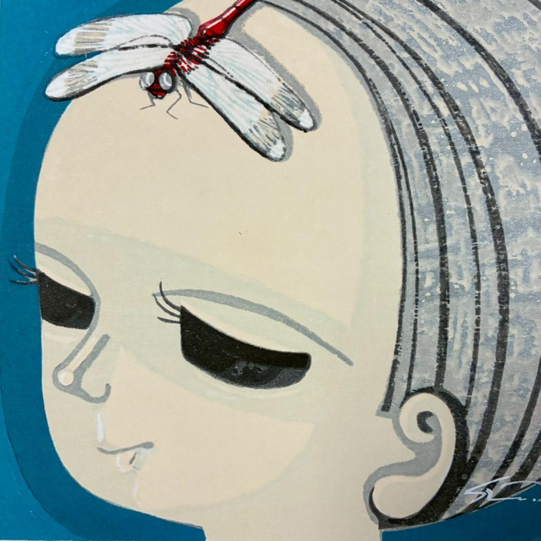 【最終値下げ】池田修三「とんぼ」木版画 直筆サイン入り 1974年作 額縁入り