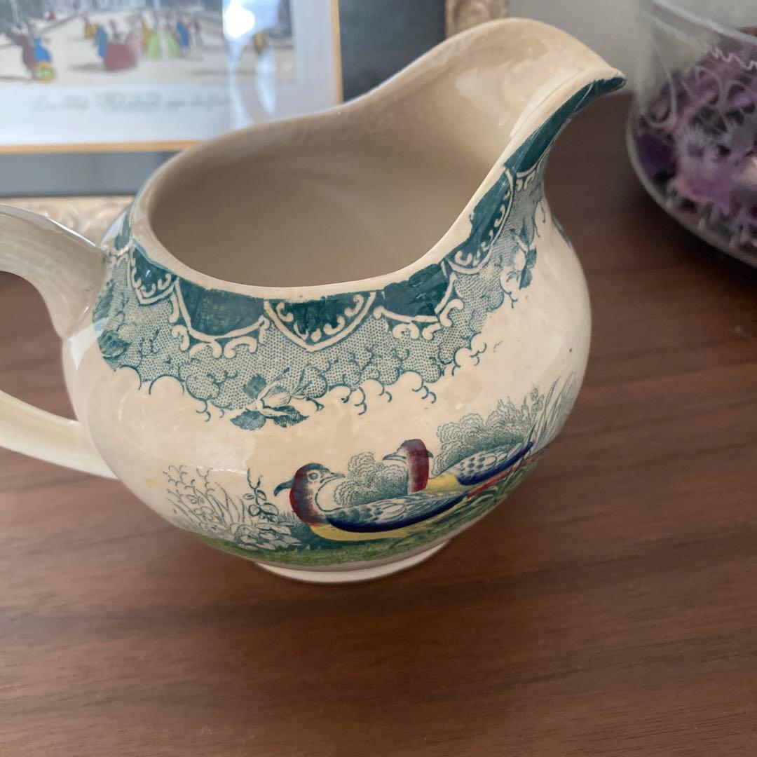 古手　フランス　アンティーク　サルグミンヌ　ミルクポット　FAISANS キジ