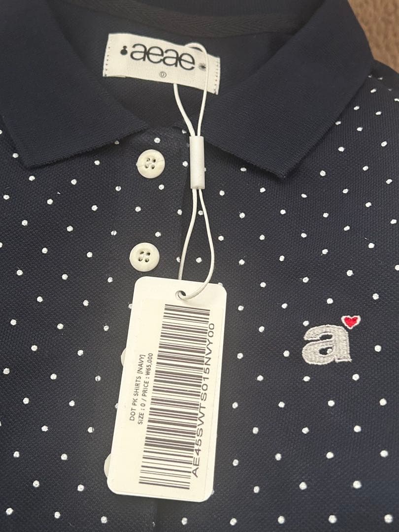 aeae ネイビー ドット柄 ポロシャツ 半袖