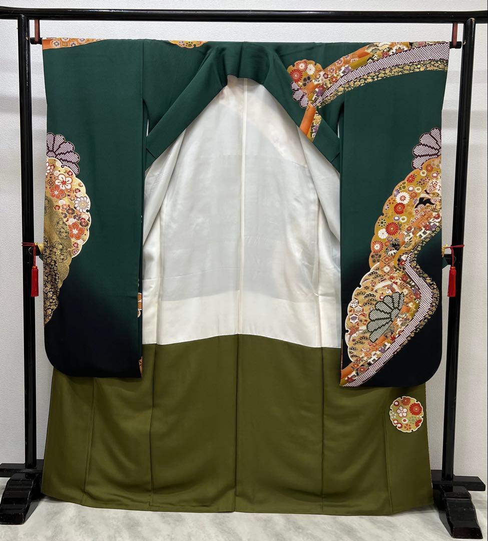 振り袖　フルセット　長襦袢付　金彩加工　振り柄有　成人式　美品　699