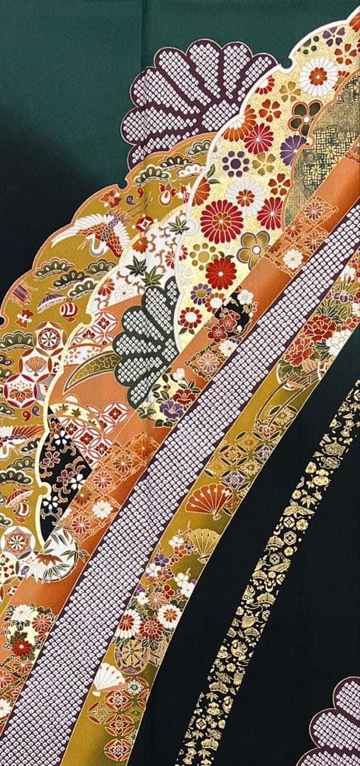 振り袖　フルセット　長襦袢付　金彩加工　振り柄有　成人式　美品　699