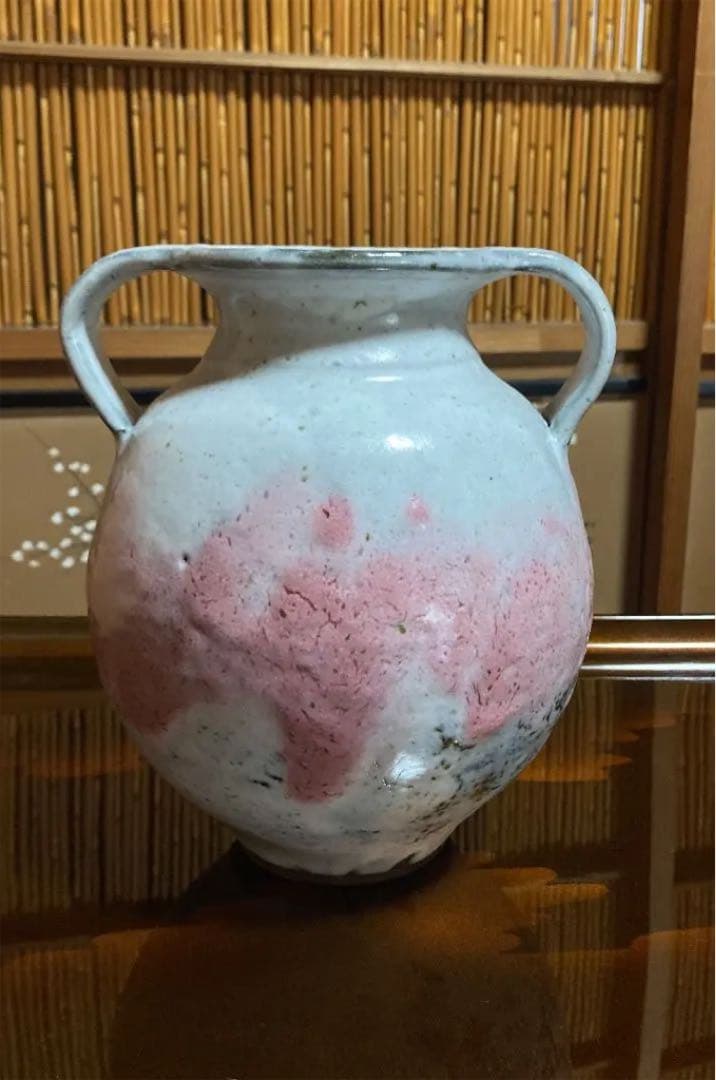 花瓶　漆彩陶器　下川真紀朗