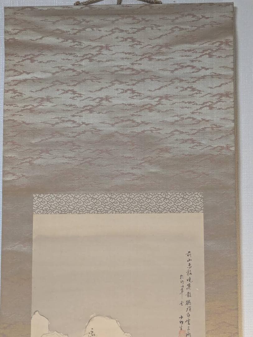 【真作】掛軸　水墨雪景山水　墨一色の冬景　南画逸品　共箱入　T107