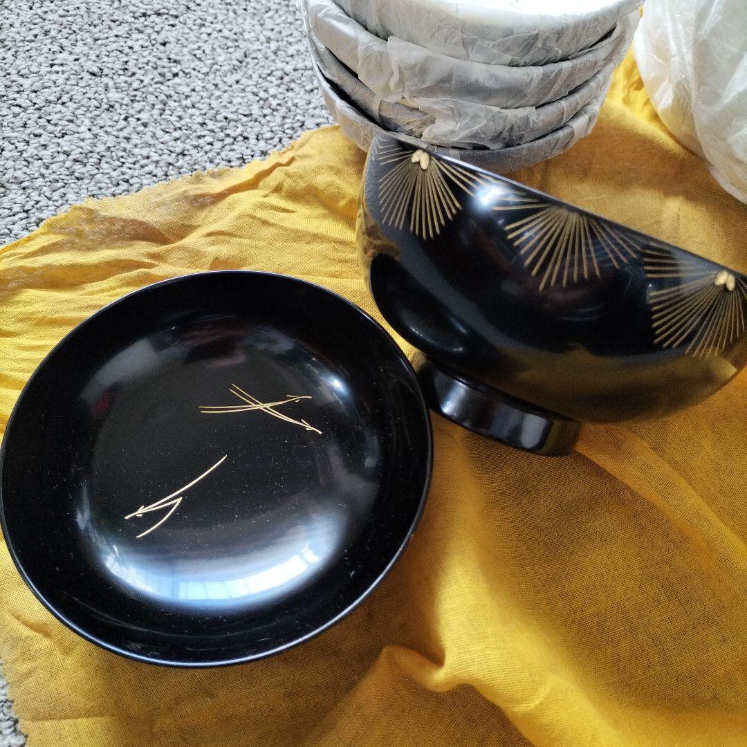 年代物輪島塗お吸い物５客揃い無傷未使用品