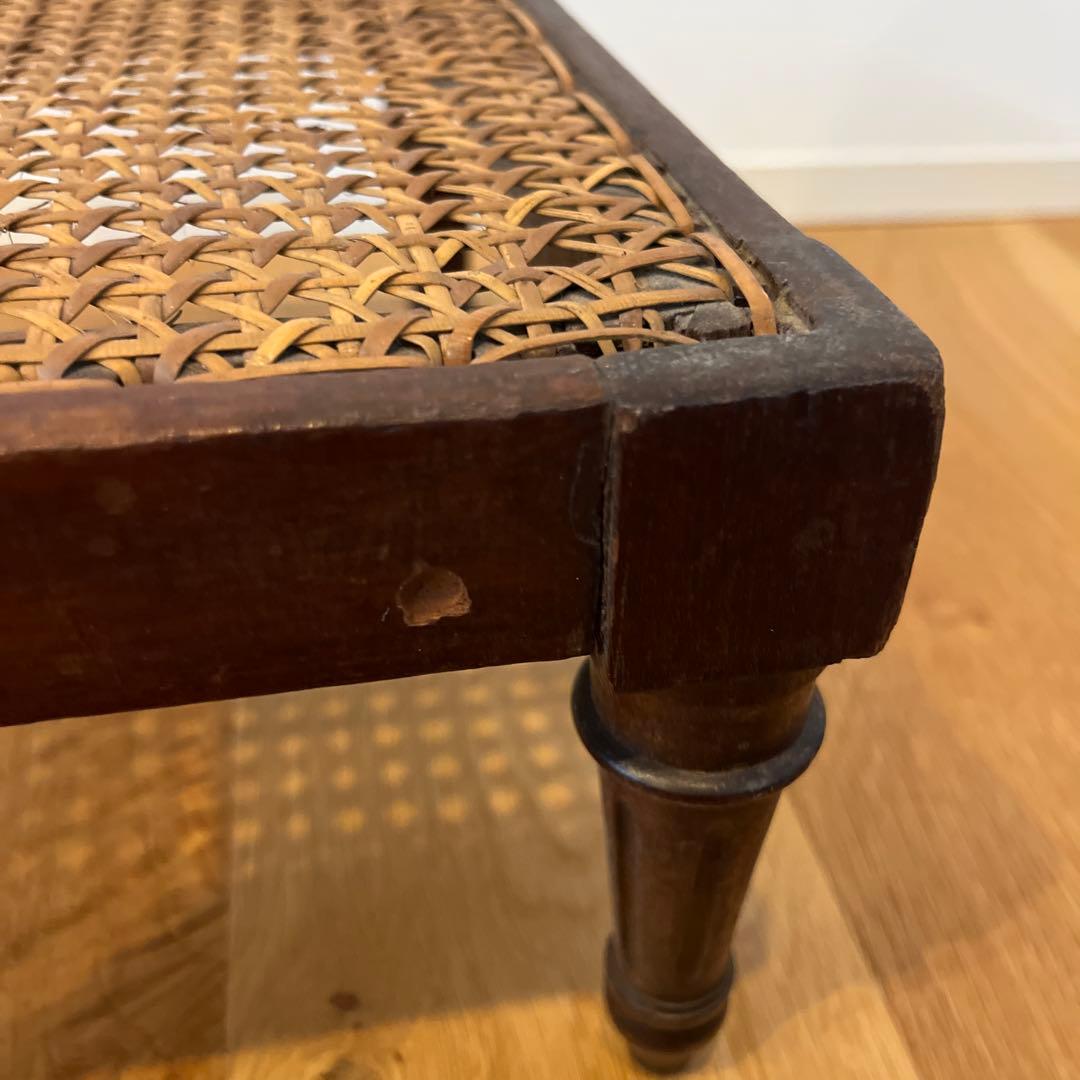 レア★ フランスアンティーク ディスプレイ台 籐 木製 スツール 踏み台
