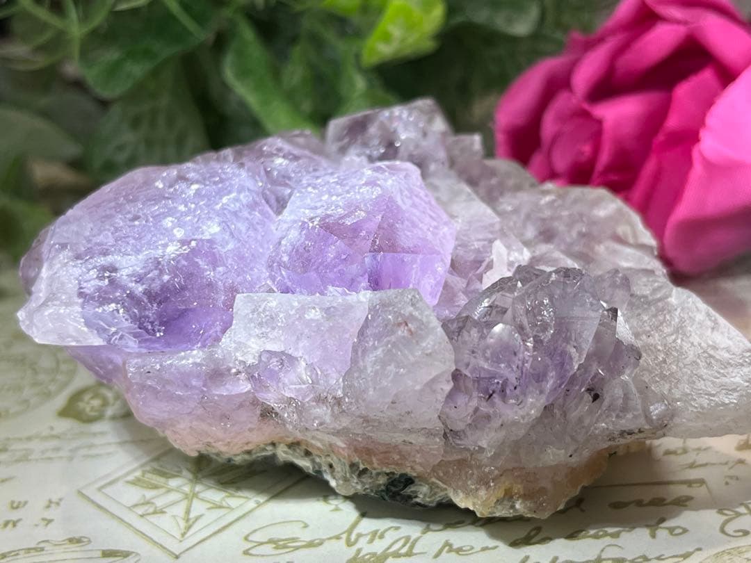 エッチドクォーツ　涅槃水晶　アメジスト　クラスター　原石　蝕像　紫水晶