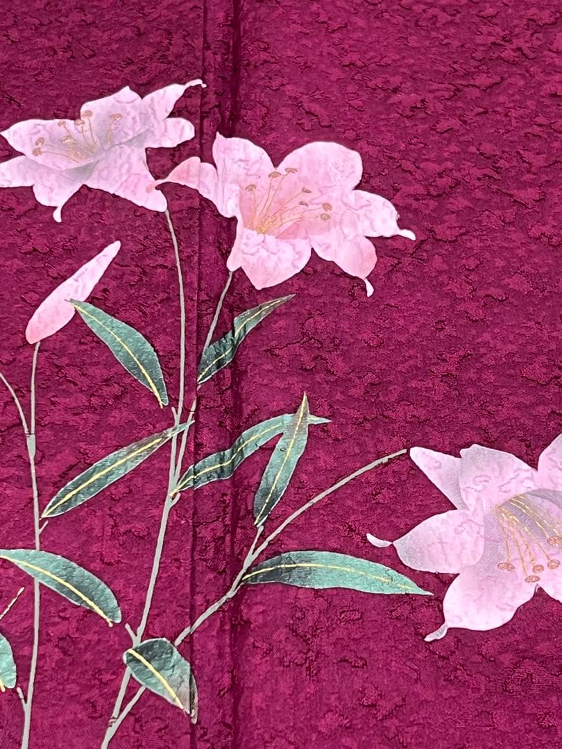 振り袖　フルセット　長襦袢付　金彩加工　希少銀無地両面全通袋帯　535