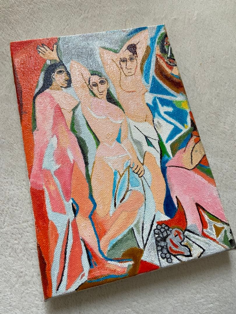 ピカソ　肉筆手描きの油絵模写画　アビニョンの娘たち