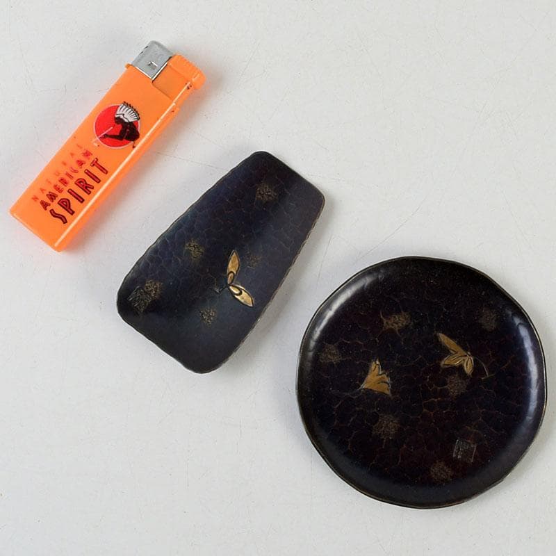 鎚打銅器　徳川　急須台セット　美幸堂　茄子形茶筒　2点まとめて　C　9407