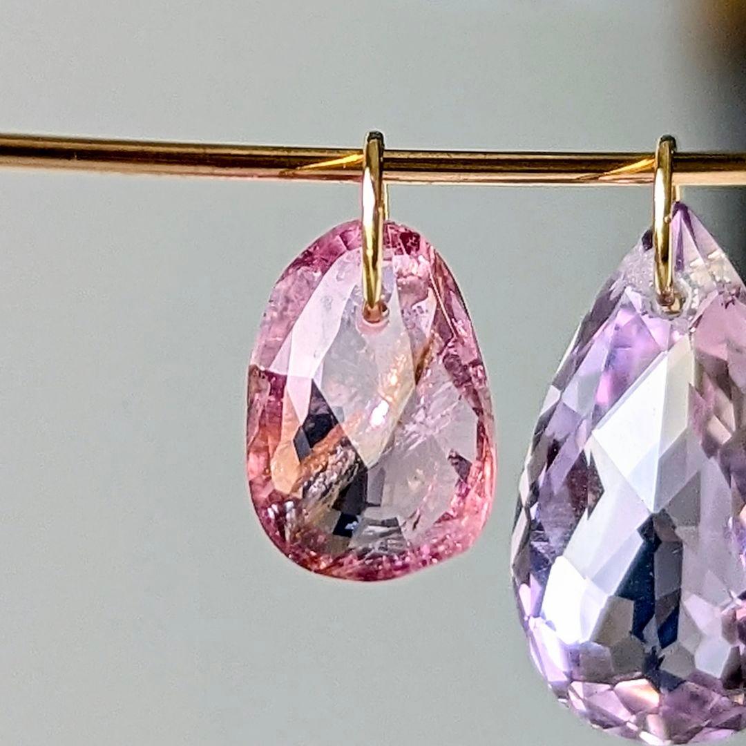 ♢容音♢訳あり♢K18 ピンクトルマリン＆アメトリン セットチャーム