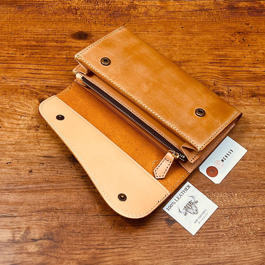 長財布 本革 ブライドルレザー メンズ ヌメ革　ロングウォレット　栃木レザー