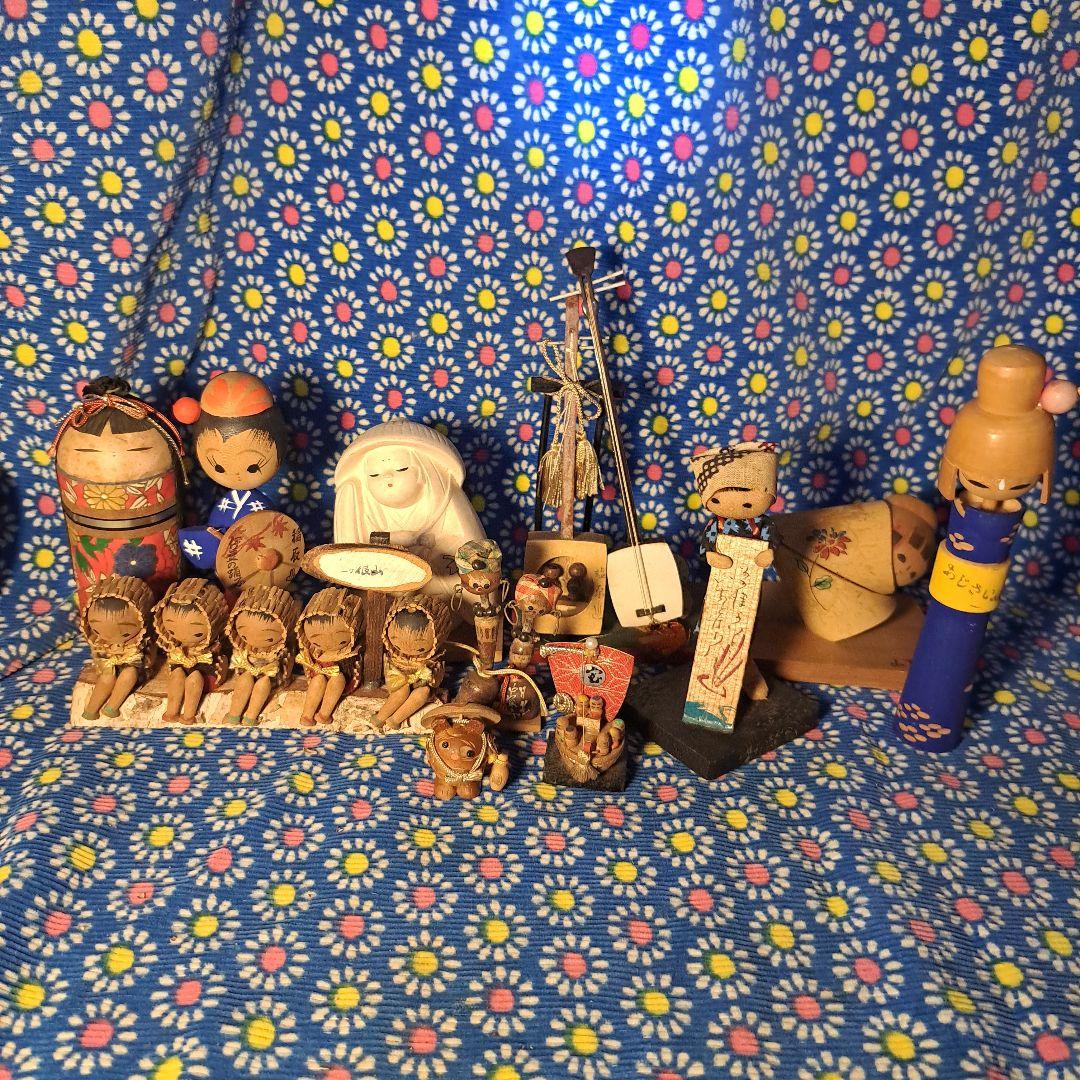 レトロ人形 木製人形セット 陶器 昭和レトロ