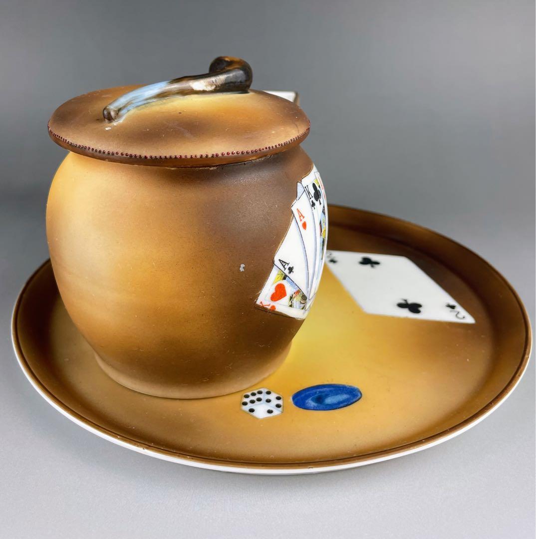 【希少】オールドノリタケ トランプ紋 タバコ入れ マッチホルダー トレイ