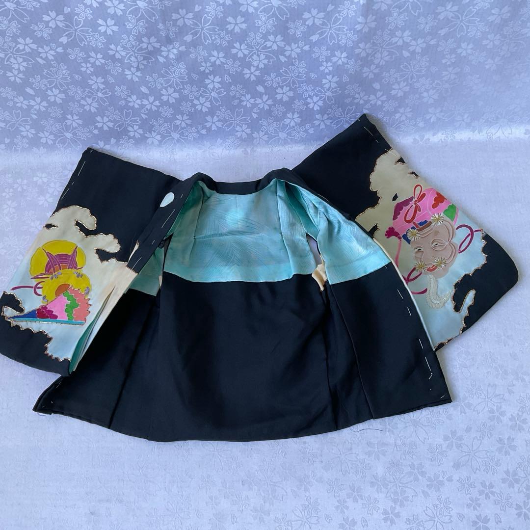 市松人形の着物（男の子）正絹　市松人形尺ニ用着物五つ紋　市松人形着物羽織セット